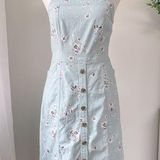 Gap Light Blue Floral Apron Dress Photo 0