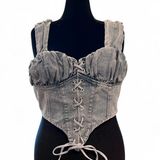 Pretty Little Thing PLT Jean Lace Up Sleeveless Crop Top - plus size 12 16 22 Photo 0