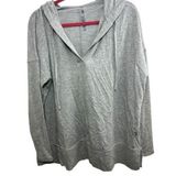 Lou & grey Top Women's Medium Gray V Neck Pullover Hoodie Athleisure NWT Photo 0