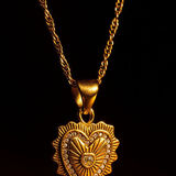 Boutique 💛 Classic Gold Heart Necklace – Zirconia Concho Design | 18K Gold Stainless Steel 💛 Photo 0