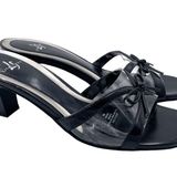 Life Stride  Scanner Heel Black Clear Acrylic Open Toe Bow Tie Retro Y2K Size 6.5 Photo 0