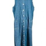 Karin Stevens Vintage Denim Jean Dress Jumper Button Down Women Size 12 Photo 0