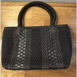 The Sak Elliott Lucca Knit Purse Black/Brown Crochet Zip Close Small Hand Bag Photo 0