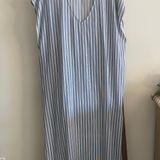 Show Me Your Mumu NWOT Blue & White Vertical Striped Resort Style Maxi Dress Photo 0