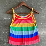 Cotton Emporium Rainbow Colorblock Striped Knit Tank Top, size L Photo 0