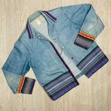 Coldwater Creek Vintage cold water creek Denim Jean jacket cotton embroidered Aztec hem designs Photo 0