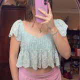 American Eagle Blue Green Babydoll Top Photo 0