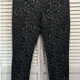Calvin Klein Black/Brown Cheetah Skinny Dress Pants Size M Stretch Pull On Photo 0