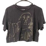 True Religion  Size Medium Black Oversize Buddha Short Sleeve Bella Crop Photo 0