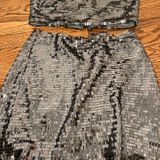 Revolve Two Piece Silver Sequin Dress Photo 0