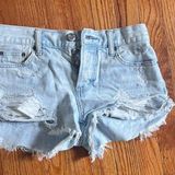 American Eagle  light wash ripped jeans shorts size 0! Photo 0