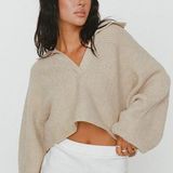 Princess Polly  Tiara Cropped Sweater Beige Photo 0