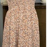 SheIn Pink Dress With Blue & White Floral Print, Smocked, Stretchy Straps, XL Photo 0