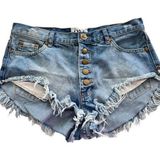One Teaspoon  Rollers Low Waist long rise extreme curved raw hem‎ Denim Short 28 Photo 0