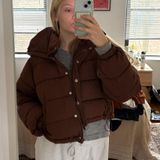 Forever 21 Cropped Brown Puffer Jacket Photo 0