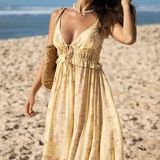 BERLOOK Yellow Sleeveless Tie Beach Dress Size M Photo 0