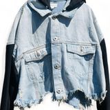 Dance & Marvel distressed denim hooded jacket Photo 0