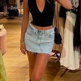Paige Ryder Distressed Denim Mini Skirt Photo 0