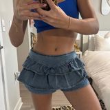 Cider Shop  ruffle Denim Shorts Photo 0