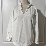 Vineyard Vines Cotton Blend White Ruffled Collar Blouse - sz M Photo 0