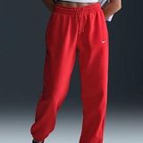 Nike  Red mid rise oversized cargo fleece Sweatpants joggers Photo 0