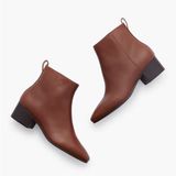 Talbots Dakota Ankle Boots Leather Block Heels Almond Toe Classic in Brown 9 Photo 0