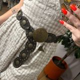 Mudd  Leather Western Studded Conch Belt Brown Photo 0