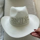 Funky Junque Straw Cowboy Bride Hat White Photo 0