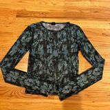 Urban Outfitters  Green Printed Mesh Long Sleeve Top Photo 0