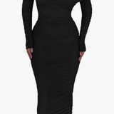 PRETTYGARDEN Womens Fall Off Shoulder Maxi Bodycon Dress Long Sleeve Ruched Photo 0
