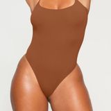 SheIn BASICS Solid Scoop Neck Bodysuit Photo 0
