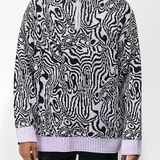 Ragged Priest Purple & Black Quarter-Zip Sweater Photo 0