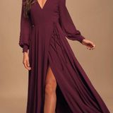 Lulus Plum Long Sleeve Wrap Dress Photo 0