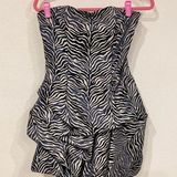 Jessica McClintock  Dress Women's 8 Zebra Print Strapless Y2K Cocktail Photo 0