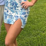 ThatsSoFetch Blue flowered mini dress  Photo 0