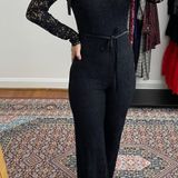 Alexis Jennifer Black Lace Ribbon Jumpsuit Photo 0