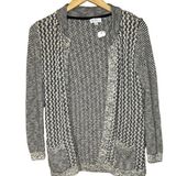 Market & Spruce NWOT Ollie Cotton Textured Open Cardigan Black White Small Photo 0