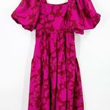 Entro FLORAL FASCINATION TIERED MIDI DRESS IN BRICK RED AND PINK Photo 0