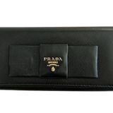 Prada Black Saffiano Leather Bow Long Clutch Wallet Photo 0
