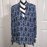 Derek Lam  10 CROSBY Intermix Silk Blue & White Paisley Print Blouse Photo 0
