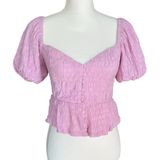 ASTR The Label Cropped Eyelet and Smocked Blouse, Size XS Photo 0