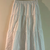 Old Navy White Tiered Maxi Skirt | Size Small | Pockets Photo 0