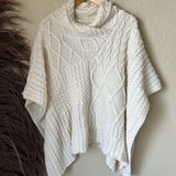 Aran Traditions Cream Knit Poncho Sweater Tan Photo 0