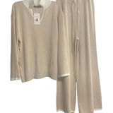 ZESICA Women’s Knit Pullover Top And Wide Leg Pants‎ Sweatsuit Lounge Set Large Tan Photo 0
