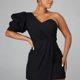 DO+BE  Black Dress One-Shoulder Photo 0