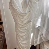 Privy White ruched with pearls dress  Photo 0