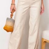 Evereve  Tan Linen Trouser Pants Photo 0