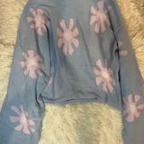 Lounge Women 2 Piece Knit Outfits, Long Sleeve Pullover Tops + Shorts Casual Y2K Flower  Sets Photo 0