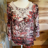 Cato  colorful‎ blouse with crochet detail size XS Photo 0