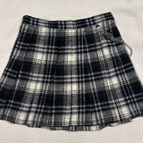 Angel Kiss  Black & Gray Biker/Grunge Plaid Flannel Pleated Mini Skirt Medium Photo 0